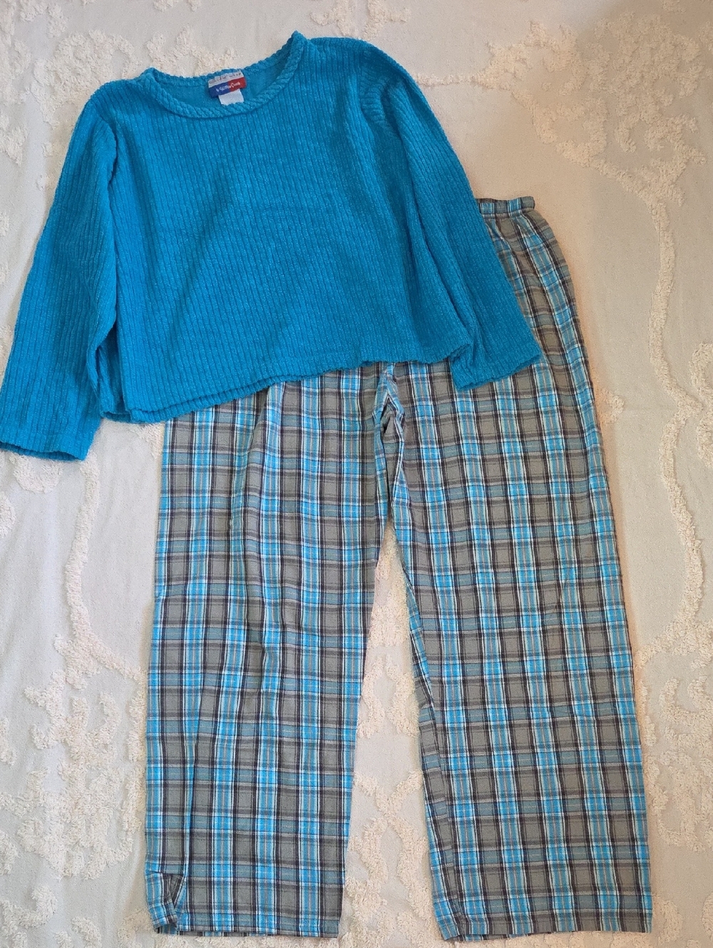 Vintage Blue Chanel And Flannel Pajama Set